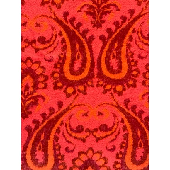 Vintage 70's Didas Deken blanket orange and pink paisley 56"x72" - Picture 2 of 3